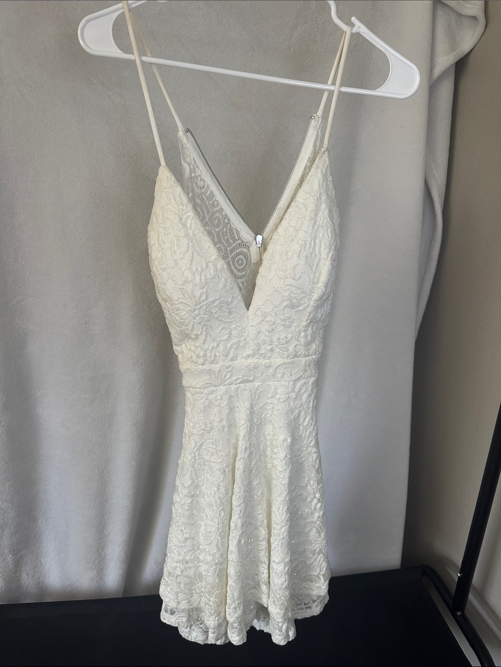 Honey and Rosie Cream Lace Maxi Dress with Spaghetti Straps
